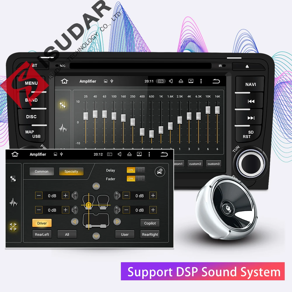 Isudar 2 Din Auto Multimedia Player GPS Android 9 DVD Automotivo Radio Für Audi A3 8 P/A3 8P1 3 -tü