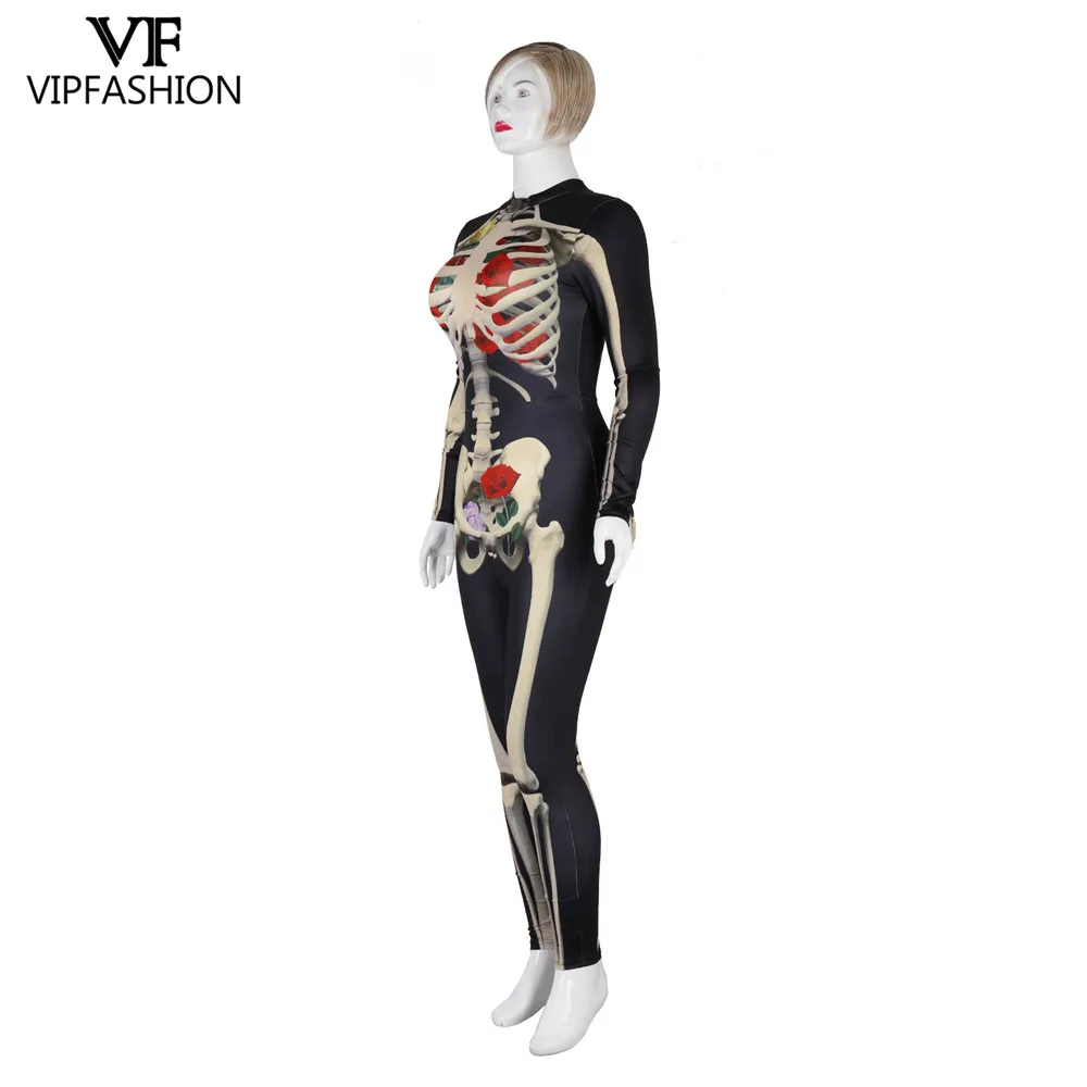 VIP Мода,, комбинезон для Хэллоуина, косплей, боди, 3D Terro Body Skeleton, принт, комбинезоны, костюмы для женщин