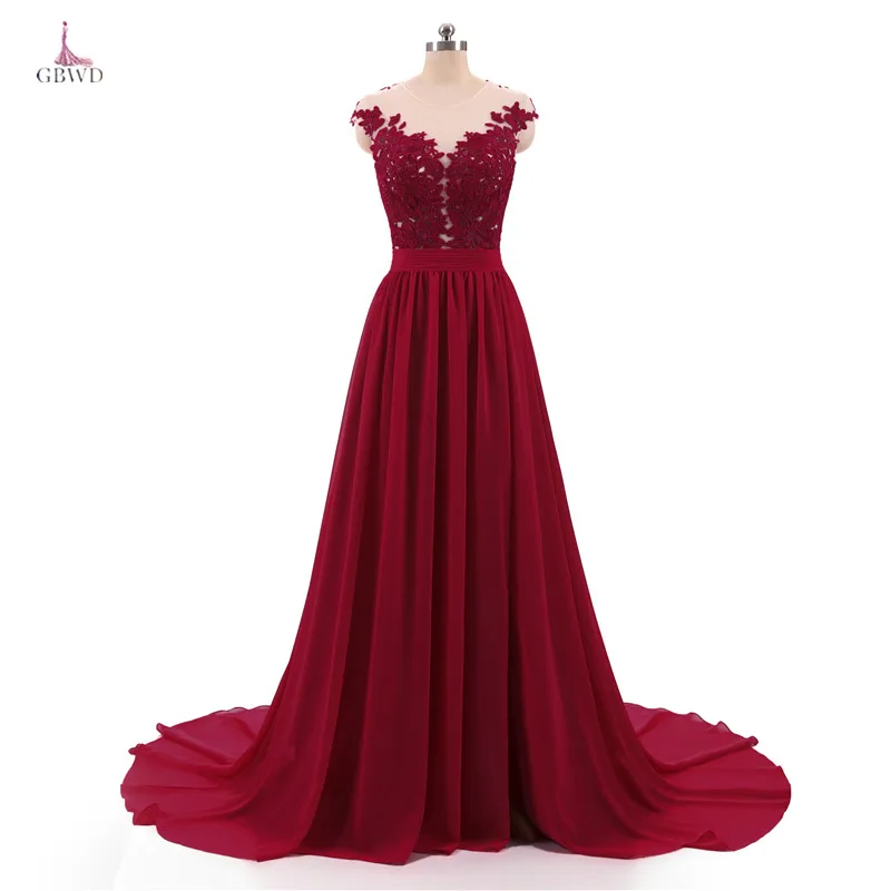 Buy Cheap 2018 Burgundy A line Evening Dresses Long