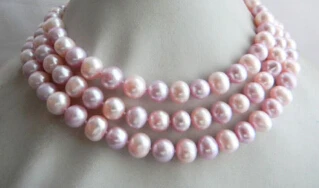 

FREE SHIPPING>>>50'' 10mm Round Pink shell Pearl Necklace