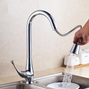 

Chrome Brass Pull Out Kitchen Faucet Kitchen Mixer Hot and Cold 360 swivel Kitchen Sink Tap torneira cozinha