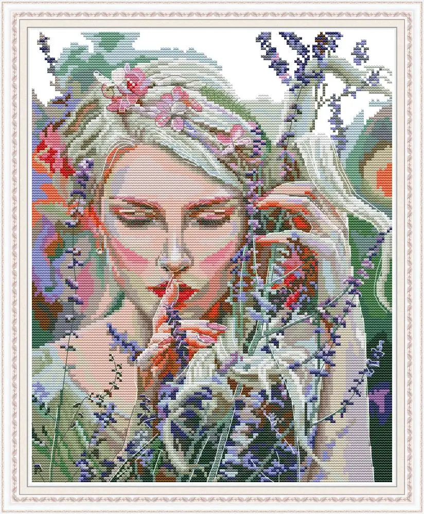 

Listen to the quiet cross stitch kit aida 14ct 11ct count print canvas cross stitches needlework embroidery DIY handmade