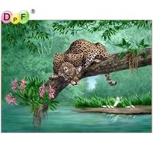 DPF полный квадратный алмаз 5D DIY Алмазная картина фото на заказ "Леопард" 3D вышивка крестиком Мозаика Декор настенная живопись