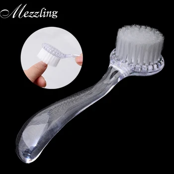 

2pcs/lot New Clear Plastic Nail Dust Clean Brush,Round Nail Art Make Up Washiong Brush with Cap,Manicure Pedicure Nail Tools