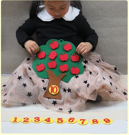 Монтессори учебные материалы яблони математические игрушки обучение детский сад Руководство Diy ткань Развивающие Игрушки для раннего обучения