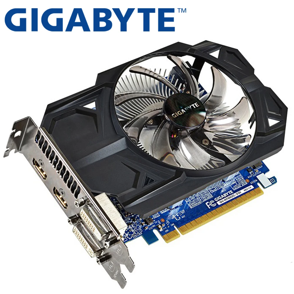 display card for pc GIGABYTE GTX 750 2GB D5 Video Card GTX750 2GD5 128Bit GDDR5 Graphics Cards for nVIDIA Geforce GTX750 Hdmi Dvi Used VGA Cards video card for gaming pc