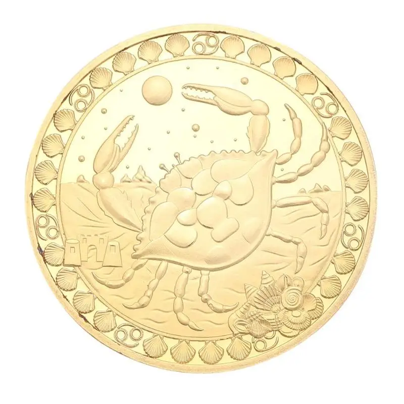 Памятная позолоченная монета Монета-Биткоин 12 Созвездие позолоченный физический коллекционный Подарочный металлический античный имитация - Цвет: Cancer