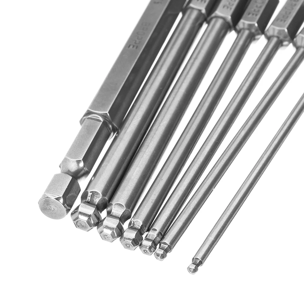 Broppe 7 шт набор шаровые биты SAE 5/64-5/16 дюймов 100 мм Магнитные шаровые отвертки сверла 1/4 дюйма шестигранные хвостовики ручные инструменты ► Фото 3/6