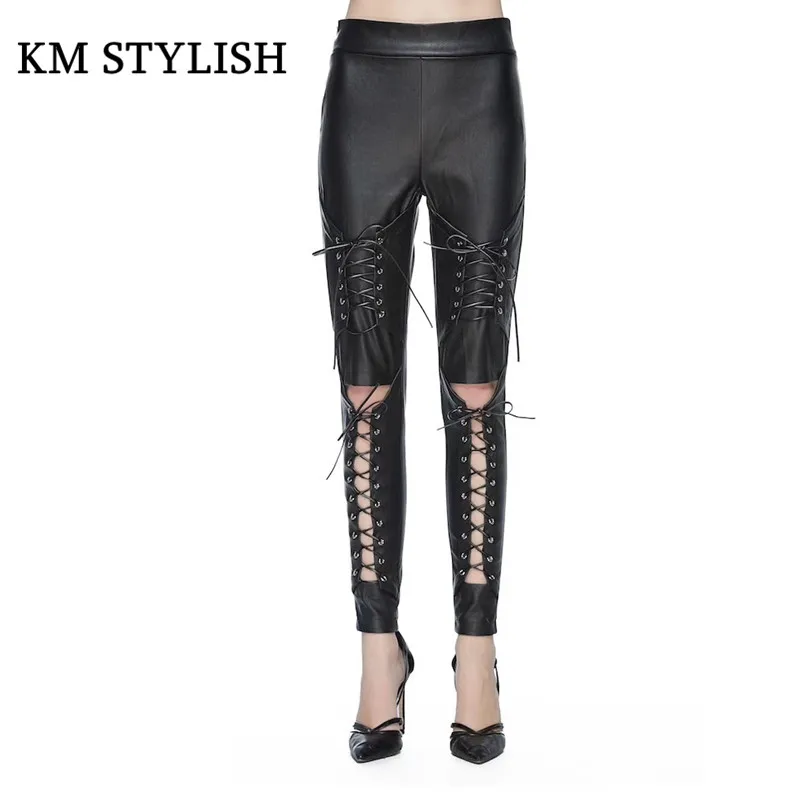 2020 New Star Hollow Out Cross Straps Tight Black PU Leather Pants Zipper Ankle-Length Pencil Pants Dropshipping 2020 New Star Hollow Out Cross Straps Tight Black PU Leather Pants Zipper Ankle-Length Pencil Pants Dropshipping