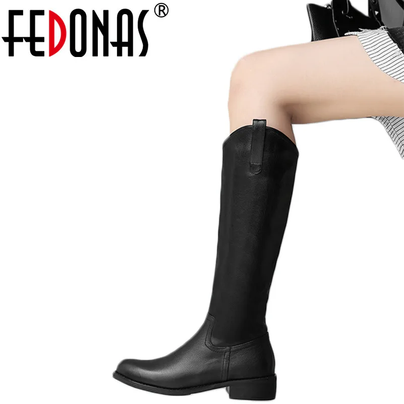 

FEDONAS Brand Knee High Boots Women High Heels Zipper Warm Long Winter Shoes Woman Quality High Motorcycle Boots New High Boots