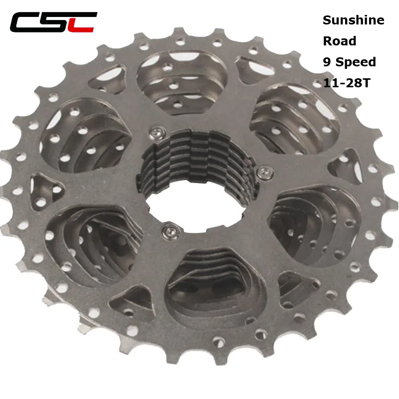 CSC SUNSHINE Bicycle 9 s Cassette Freewheel 11-28 T 9 speed Road BMX складной Запчасти для велосипедов 18 S 27 S скоростная звездочка