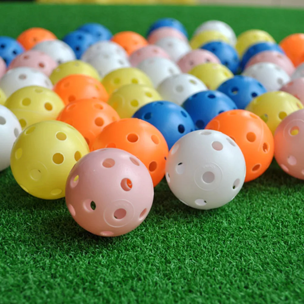 20 шт. Новые Пластиковые Мячи для гольфа с воздушным потоком, полые мячи для гольфа, спортивные мячи разных цветов