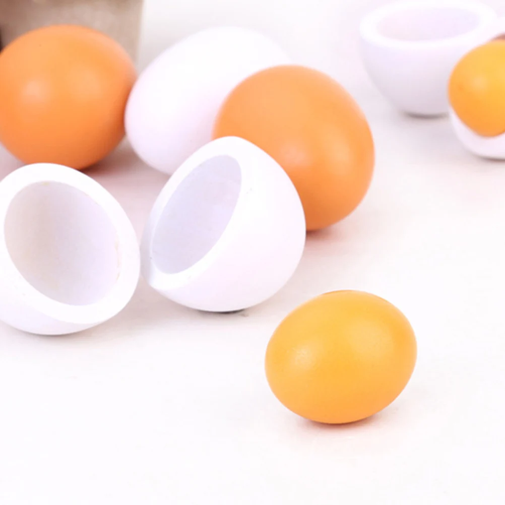 Wooden Eggs Yolk Pretend Play Kitchen Toys Food Cooking Kid Toy new Pretend Play 6Pcs