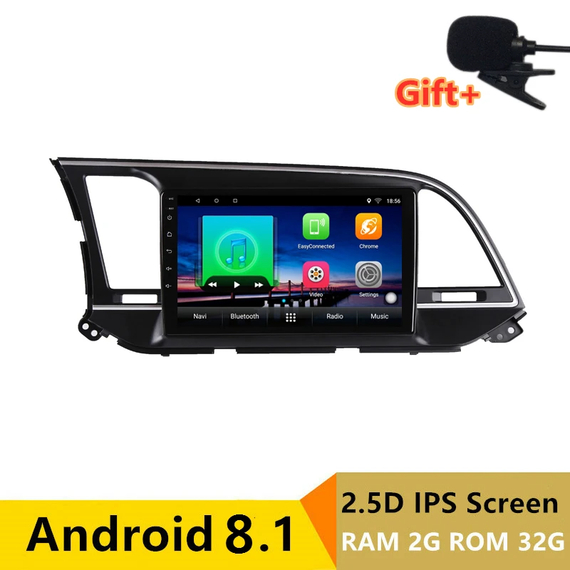 Excellent 9" 2+32G 2.5D IPS Android 8.1 Car DVD Multimedia Player GPS For HYUNDAI ELANTRA 2016 2017 2018 audio car radio stereo navigation 0