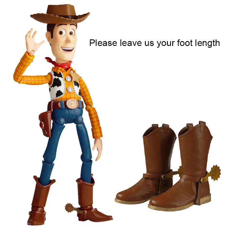 Toy Story cosplay Woody Costume/ковбойские ботинки; мужские вечерние ботинки супергероя; обувь на плоской подошве с металлическим украшением; обувь на заказ для взрослых с круглым носком