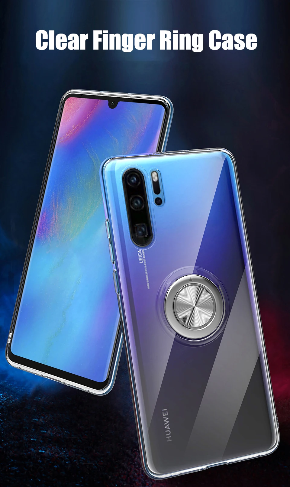 Чехол для huawei P30 Pro Lite, прозрачный мягкий силиконовый чехол с кольцом-держателем для huawei P20 mate 20 Pro X Honor View 20, чехол для телефона