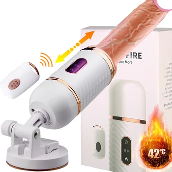 Realistic Dildo Automatic Heated Telescopic Dildo Vibrators For Women Wireless Remote Control Retractable Penis Vibrator Sex Toy