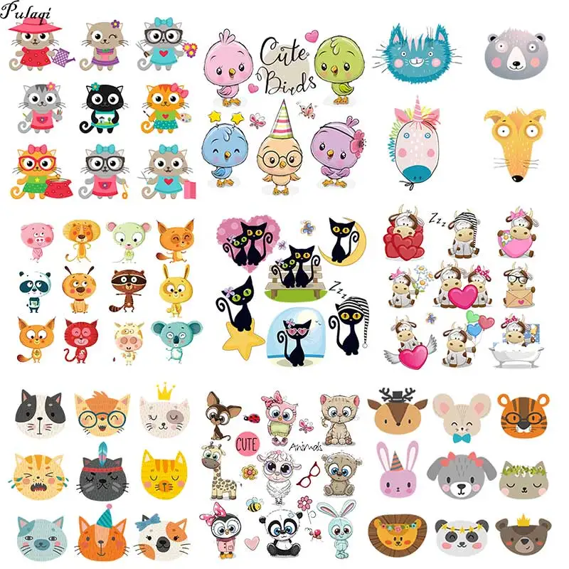 

Cartoon Cat Patch Ironing Stickers Heat Transfer Patches For Clothing Iron On Transfers For Kids T-shirt Animal Patch Appliques
