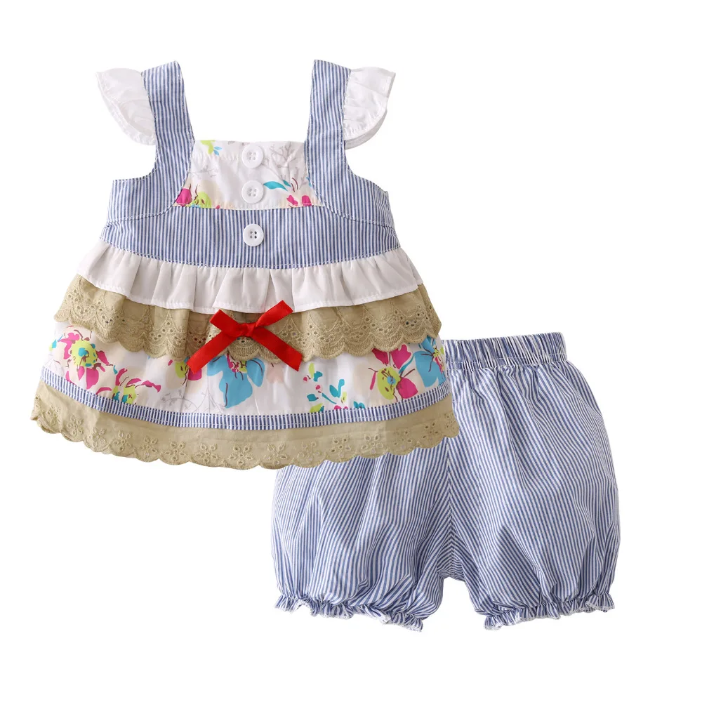 2019 Hot Selling Summer infant clothing Baby Girls Clothing Set 2pcs