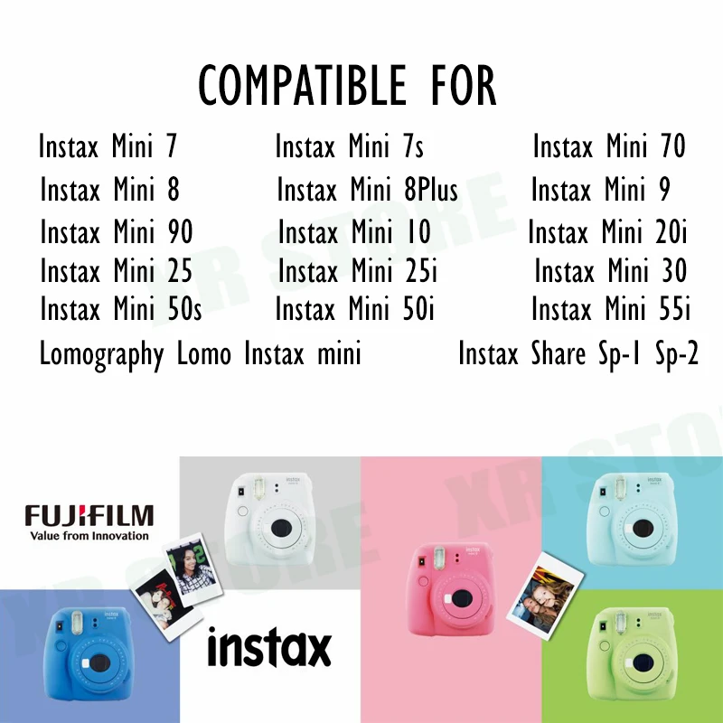 Fujifilm витражи+ в полоску+ конфеты, поп-Fuji мгновенный Фотобумага для Instax Mini 8 9 пленка 70 7 s 50 S 50i 90 25 поделиться SP-1 Камера