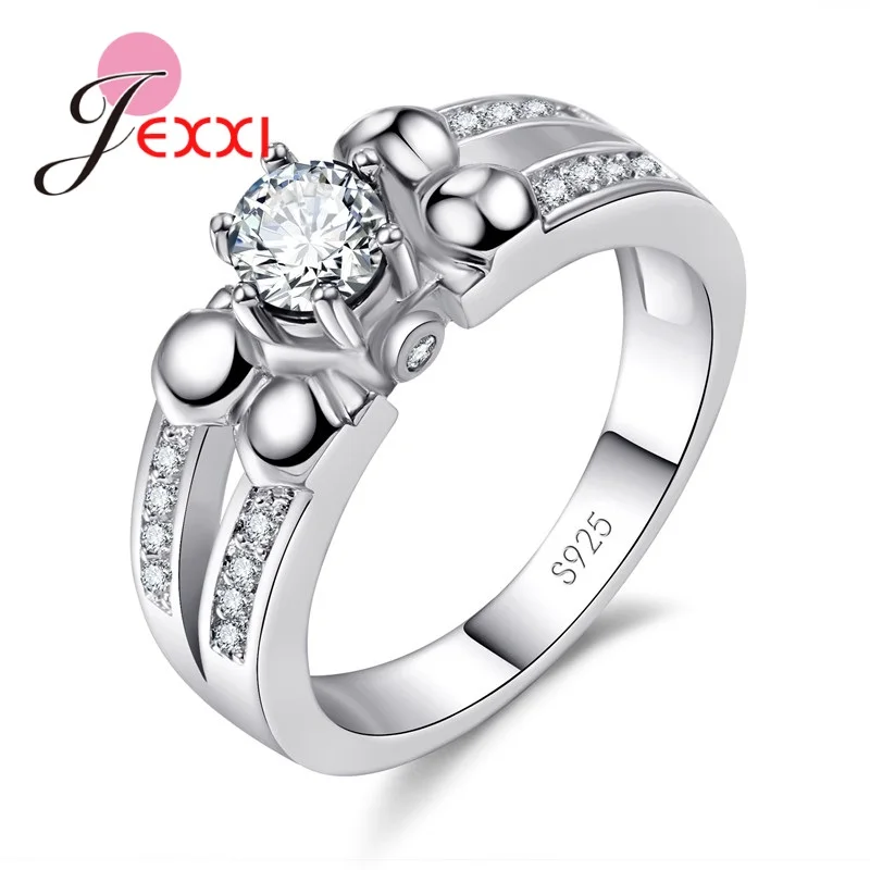 

Rould Princess Cut Cubic Zircon Crystal Anniversary Rings For Lovers 925 Sterling Silver Wedding Engagement Accessories