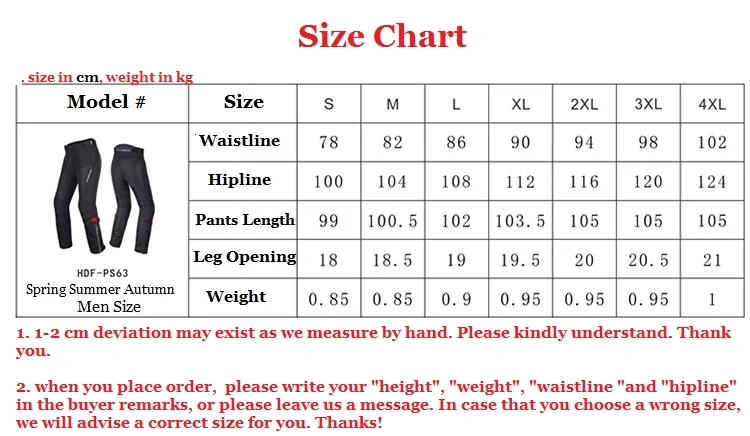 Size Chart Men