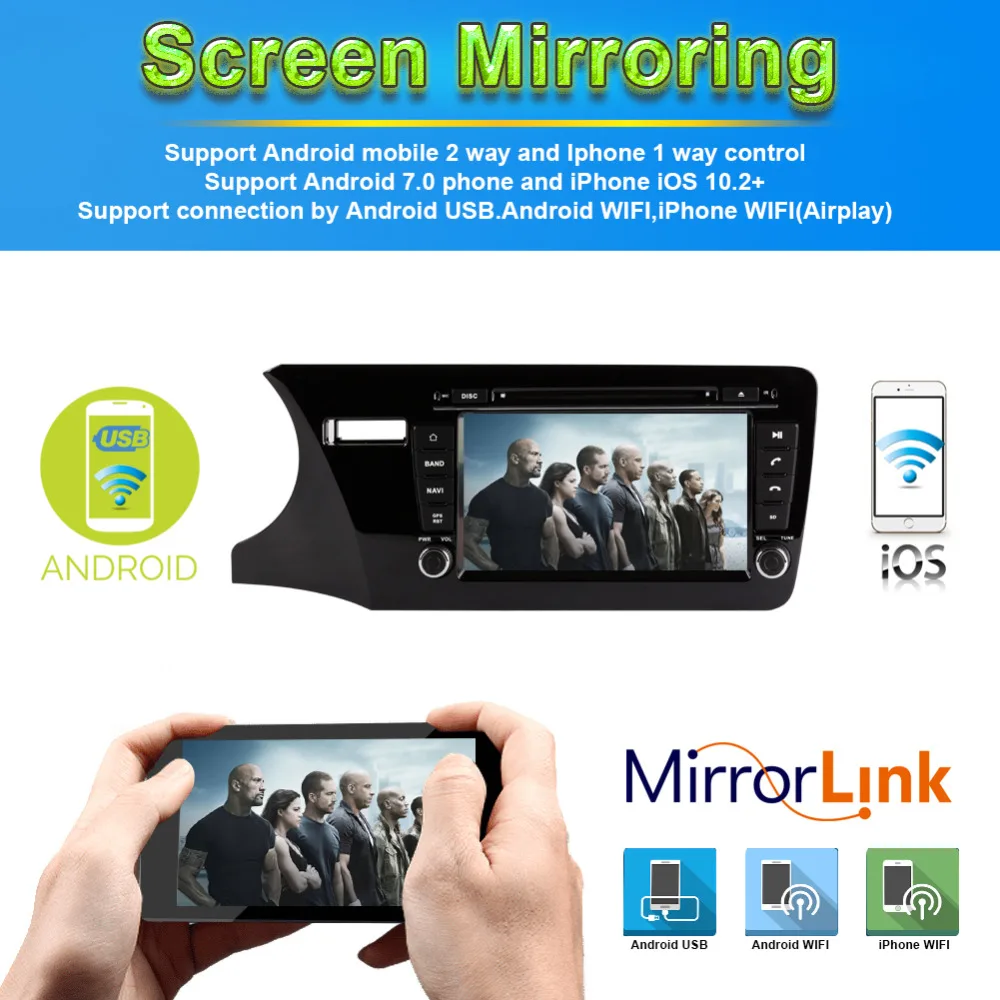 Perfect 4GB Android 9.0 Octa Core Car Radio Stereo For Honda City Left Hand Driving 2014-2019 WIFI DVD Multimedia Player GPS Navigation 1