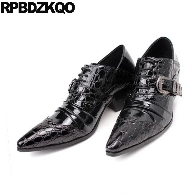 Tacón Alto Los Cocodrilo De Con Puntiagudo Grande Zapatos Oficina vino Del 11 46 Dedo Pie Tamaño Negro Piel Serpiente Hebilla Negro Vestir Tinto Hombres Borgoña 86vzqAW