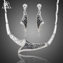 AZORA Stellux Cristal Austriaco Diseño Único de La Manera Venas Cebra Gota Pendientes y Collar Colgante de Joyería TG0179