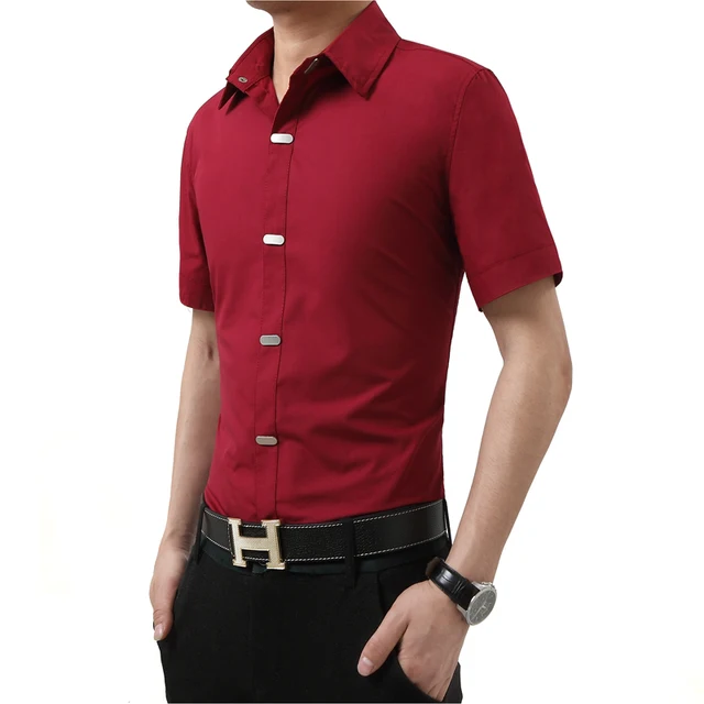 2016 Summer Style Solid Color Shirt Mens Casual Clothes Men Slim Fit ...