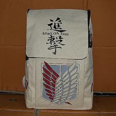 New OEM printed unisex flap cover zipper closure cartoon successful wing character attack on titan bag