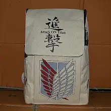 New OEM printed unisex flap cover zipper closure cartoon successful wing character attack on titan bag
