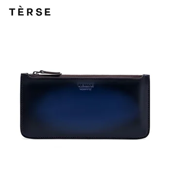 

TERSE 2018 New Fashion Men Wallet Handmade Genuine Leather Long Wallet Luxury Popular Purse Customize Logo Portfolio 9611
