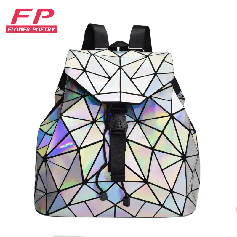 

Fashion Bags For Women 2018 Female Backpack Shoulder Bag Geometric Backpacks Folding School Bags For Teenage Hologram Rucksack