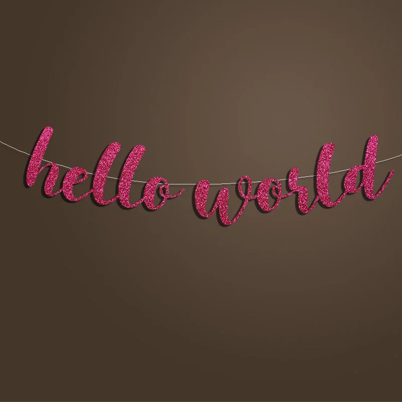 Баннер «Hello World», фон с надписью «Baby Shower», украшение на первый день рождения для мальчиков и девочек, золотые/серебряные блестящие детские праздничные предметы для украшений