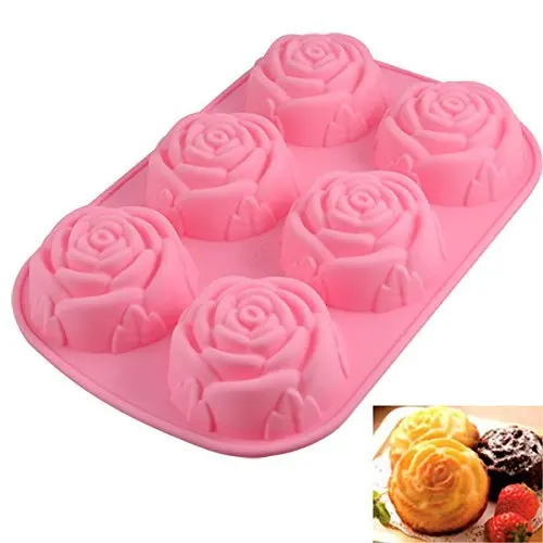 

6 Rose Silicone Cake Baking Mold Cake Pan Muffin Cups Mousse Cake Chocolate Ice Cream DIY Mold Handmade Soap Mould