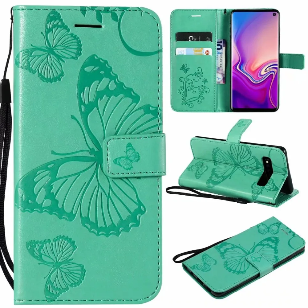 10pcs/lot Butterfly and 3D Sun flower leather wallet stand Case for Samsung S10 S10Lite S10Plus A7 2018 A9 A6S J2 Pro | Мобильные