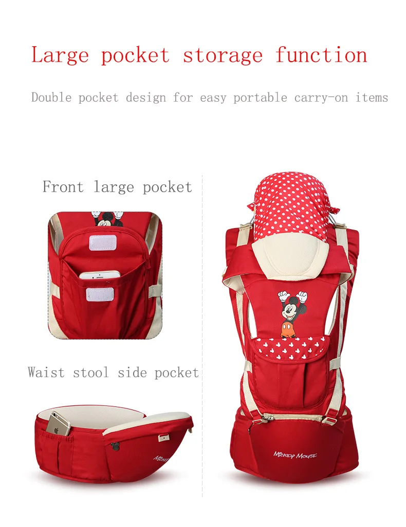 Disney Ergonomic Baby Carrier Backpack Infant Sling Toddler Waist Wrap Carrier Baby Holder Kangaroo Hipsit Minnie newborns 360