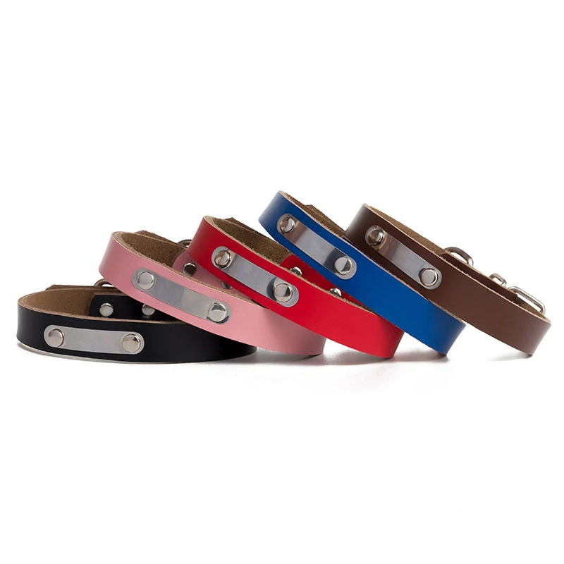 

Pet Collar Label Small Medium Large Dogs Padded Dog Collars Personalized Custom Leather Adjustable Size durable Pet Supplies
