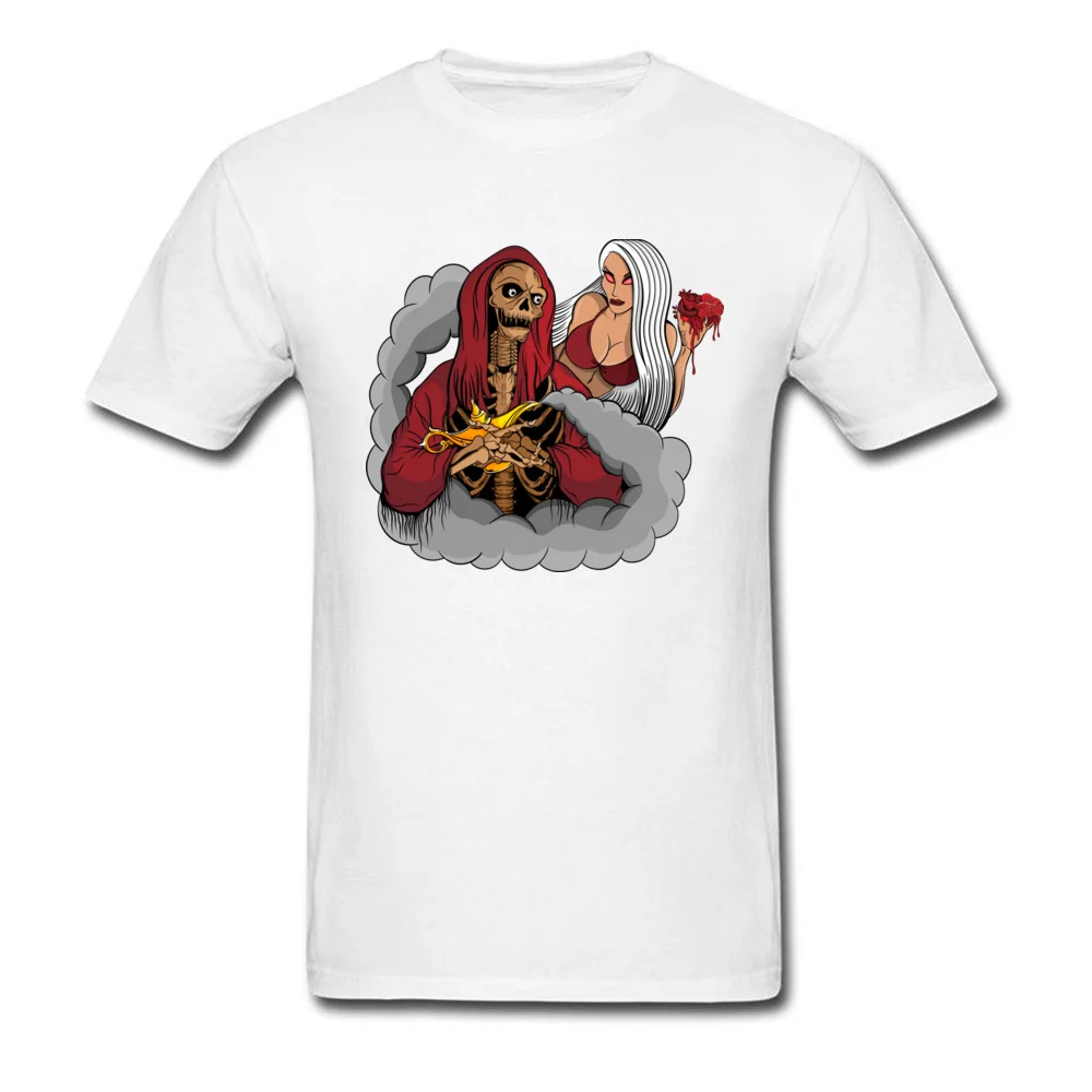 Evil Skeleton Genius Short Sleeve Tops T Shirt Round Neck Pure Cotton Mens Top T-shirts Summer Clothing Shirt Slim Fit Evil Skeleton Genius white