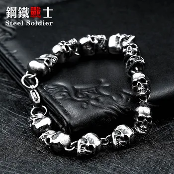 

Stainless steel new design men punk skull chain bracelet men fashion stainless steel charm bracelet jewelry