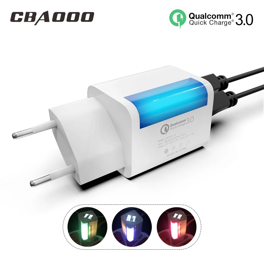 

EU Quick Charge 3.0 USB Charger 18W QC3.0 QC Turbo Fast Charging Multi Plug Mobile Phone Charger for iPhone Samsung Xiaomi