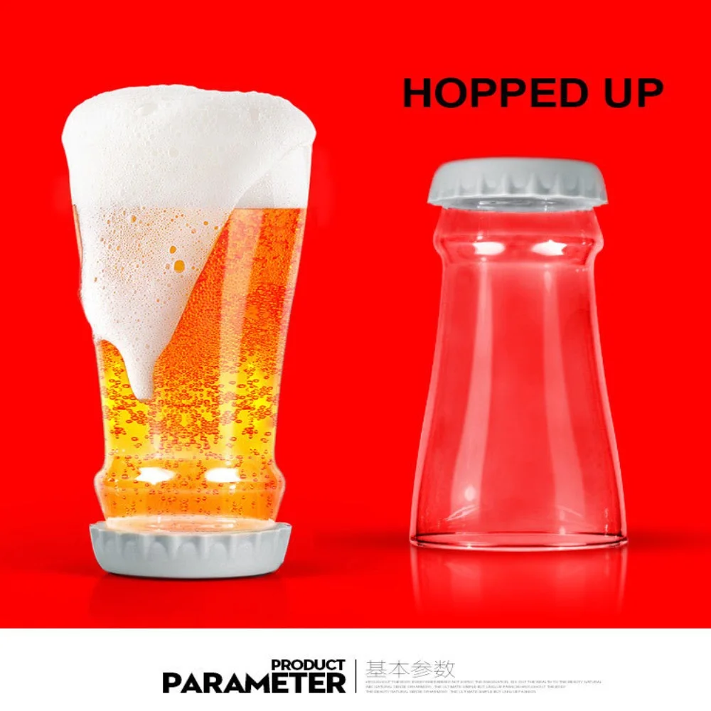 Free Shipping 1Piece Bottoms Up 16 Ounces HOPPED UP Beer Glass Bottle