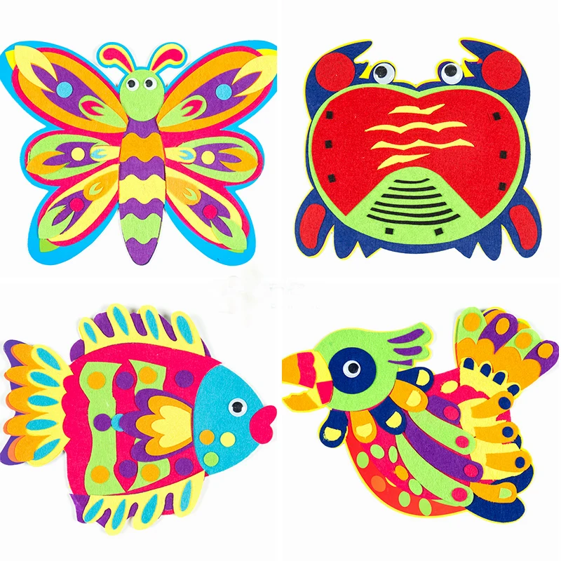 

Brand New Design Colorful Animals Puzzle Sticker Felt Early Leanring Felt Fabric Children handmade Nonwoven Decoration DIY Felt