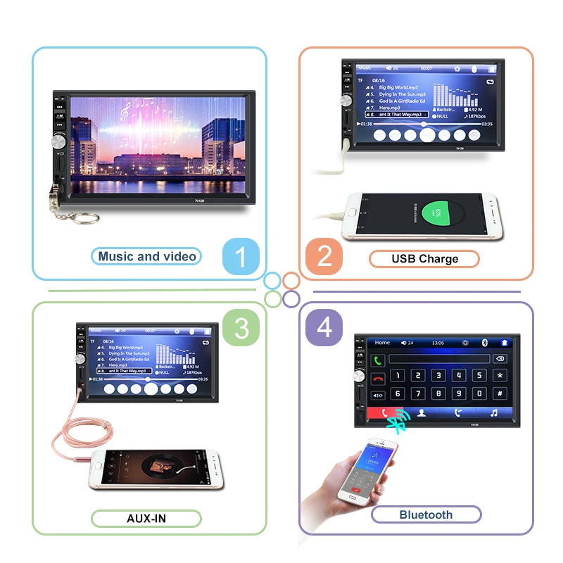 Автомобильная магнитола Mirrorlink Android кассетный плеер 2DIN 7 &quotсенсорный экран Bluetooth