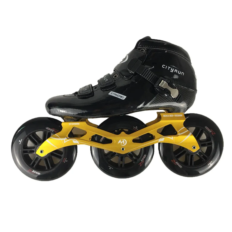 Cityrun профессиональные скоростные роликовые коньки ролик для детей взрослых мужчин углеродного волокна обувь 125 мм рамка и скоростные колеса для роликовых коньков SH45 - Цвет: all black