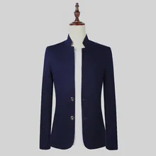 Подгонянный горячий мужской костюм китайский стиль Свадебный Жених одежда для шафера туника воротник однобортный костюм куртка для мужчин