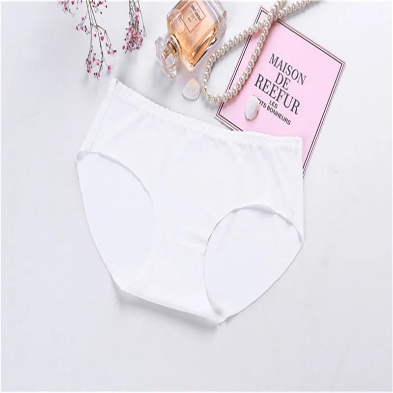

7 Colors Optional Ice Silk Seamless Women's Underwear Solid Color Ladies Waist Sexy Underwear Natural Ice Silk Underwear