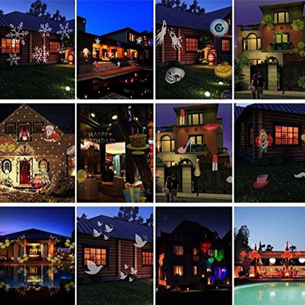 Celebration Series Projector LED Image Motion Projection Light with 12 Slide for Halloween Party Garden Outdoor Activities