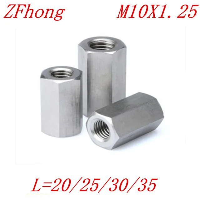 5pcs M10*1.25x20/25/30 m10x1.25 Fine Thread Hex Rod Coupling Nut 304